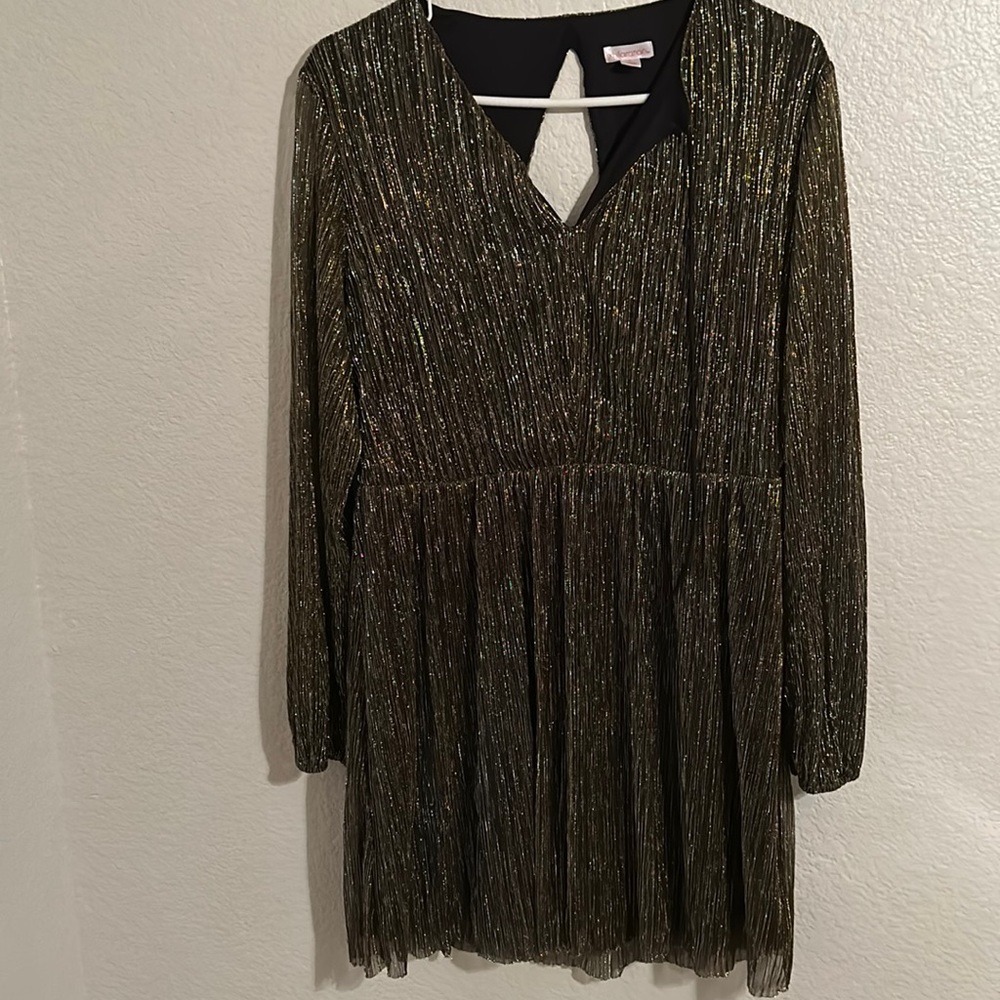 Silver and gold sparkle open back party dress